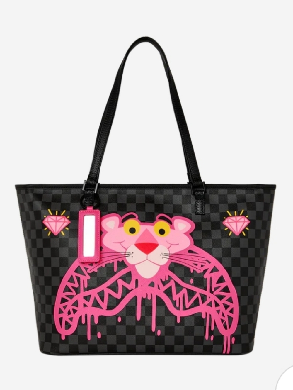 Sprayground PINK PANTHER Tote Bag NWT Large Tote Waterproof HOT PINK CHECKERED